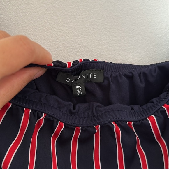 Dynamite off the shoulders stripped cropped blouse - Picture 4 of 7